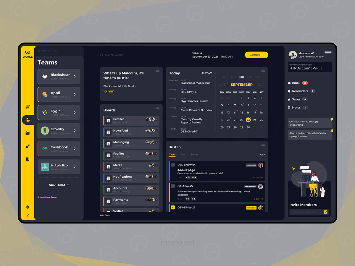 Instagram photo - WORKE | Team Dashboard Design