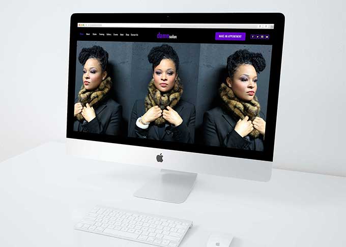 damn salon landing page design project mockup