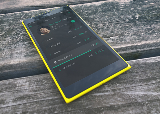 music player app design project mockup