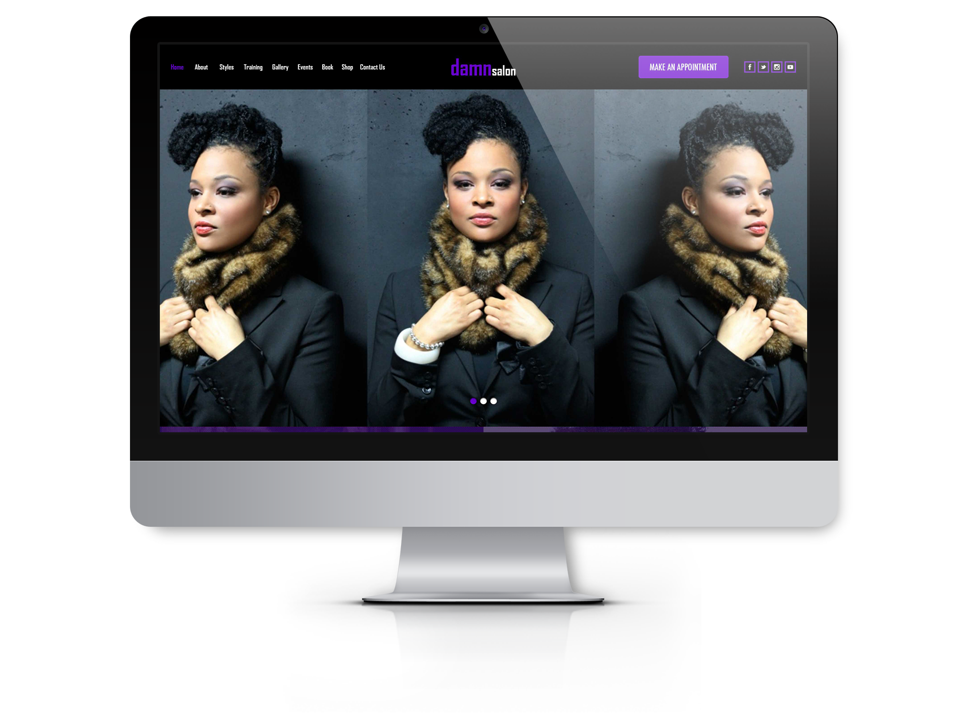 the damn salon web landing page design mockup