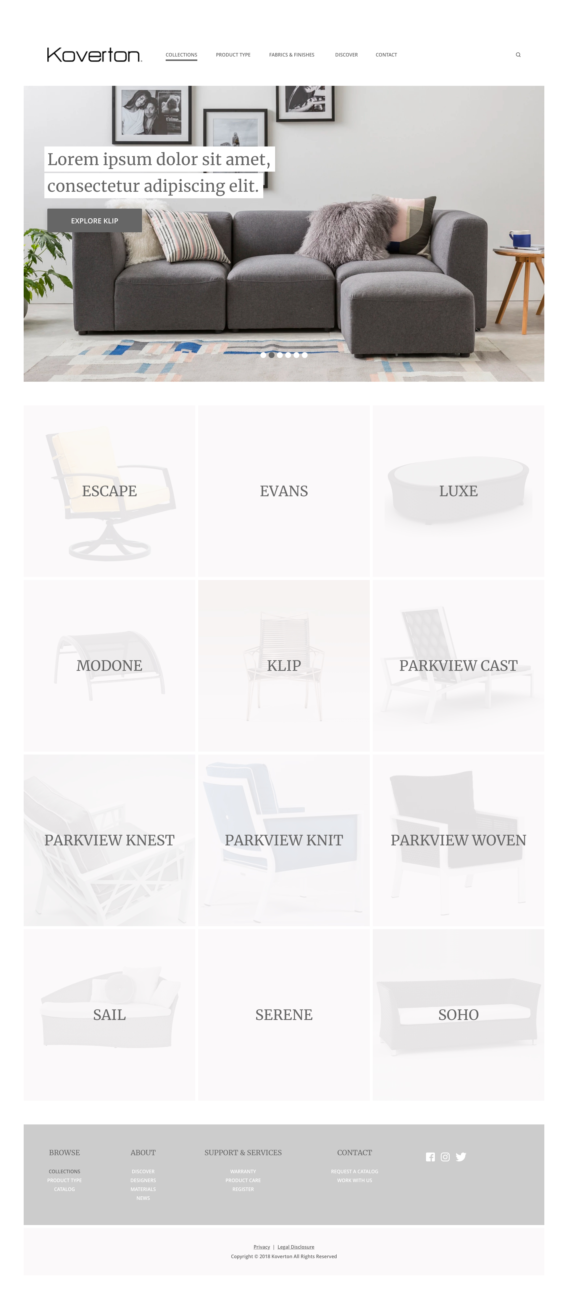 koverton web site design mockup