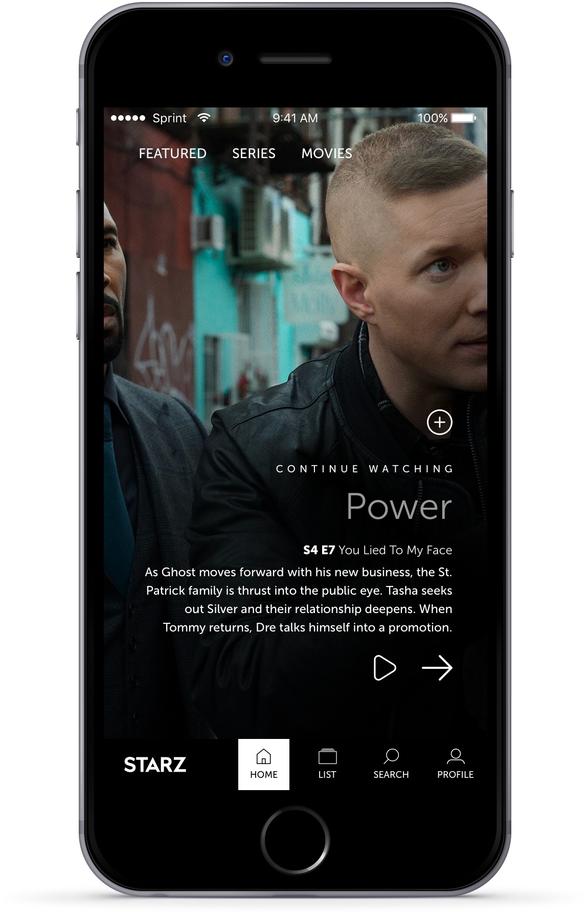 starz app design mockup